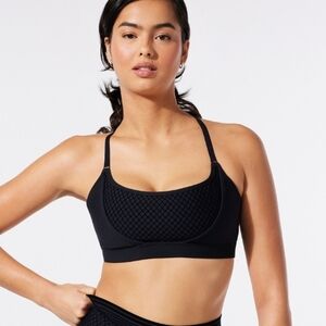 Savage X Fenty Black Sports Bra Special FX low Impact Flocked Size X Large NWOT